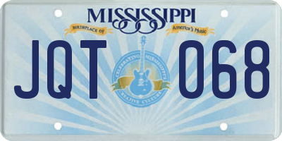 MS license plate JQT068