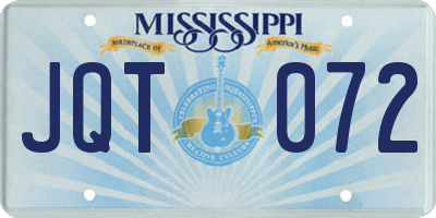 MS license plate JQT072