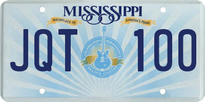 MS license plate JQT100