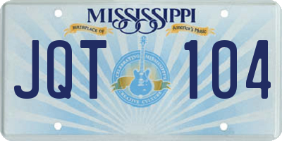 MS license plate JQT104