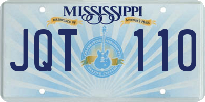 MS license plate JQT110