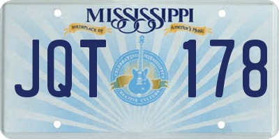 MS license plate JQT178