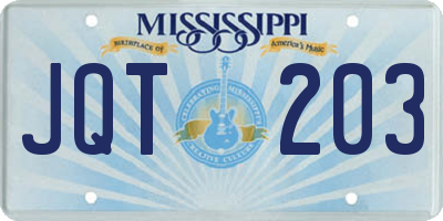 MS license plate JQT203