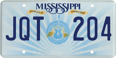 MS license plate JQT204