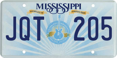 MS license plate JQT205