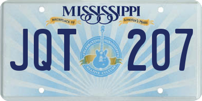 MS license plate JQT207