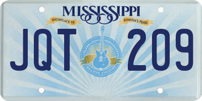 MS license plate JQT209