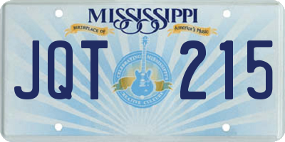 MS license plate JQT215