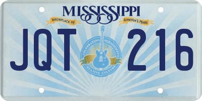 MS license plate JQT216