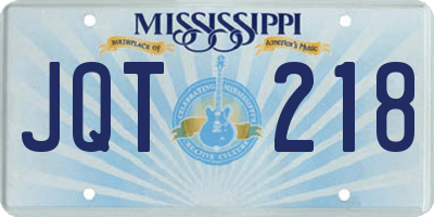 MS license plate JQT218