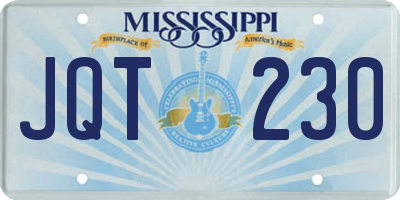 MS license plate JQT230