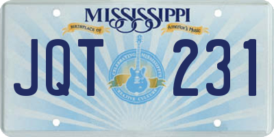 MS license plate JQT231