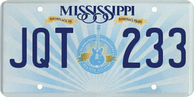 MS license plate JQT233