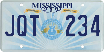 MS license plate JQT234