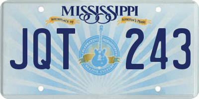 MS license plate JQT243