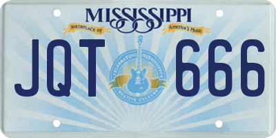 MS license plate JQT666