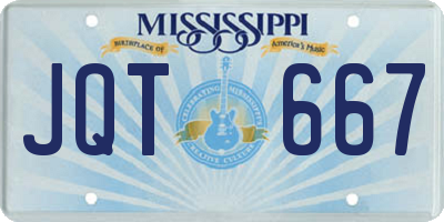 MS license plate JQT667