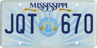 MS license plate JQT670
