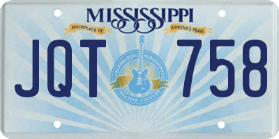 MS license plate JQT758