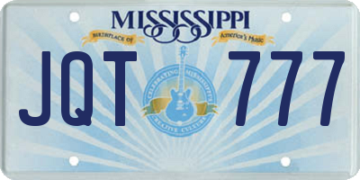 MS license plate JQT777