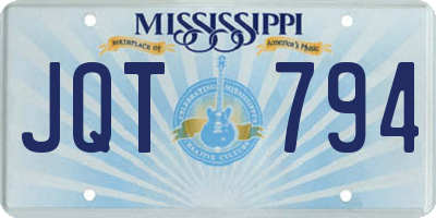 MS license plate JQT794