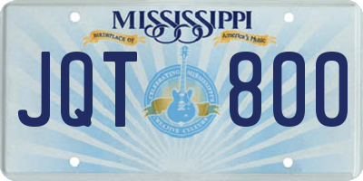 MS license plate JQT800