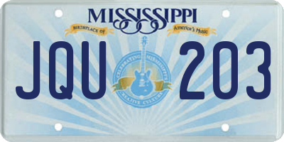 MS license plate JQU203