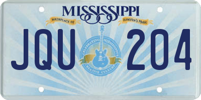 MS license plate JQU204