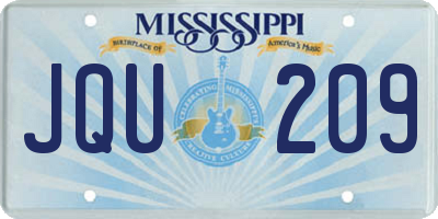 MS license plate JQU209