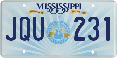 MS license plate JQU231