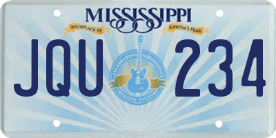 MS license plate JQU234