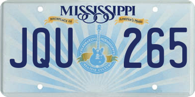 MS license plate JQU265
