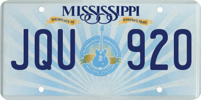 MS license plate JQU920