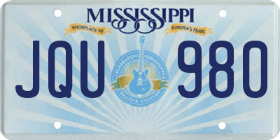 MS license plate JQU980
