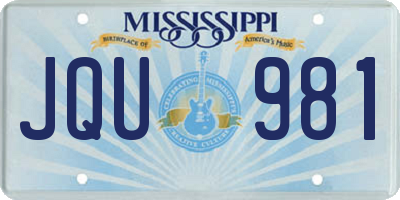 MS license plate JQU981