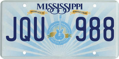 MS license plate JQU988