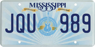 MS license plate JQU989
