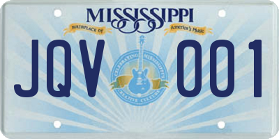 MS license plate JQV001