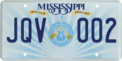 MS license plate JQV002