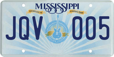 MS license plate JQV005