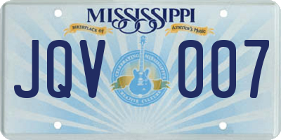 MS license plate JQV007