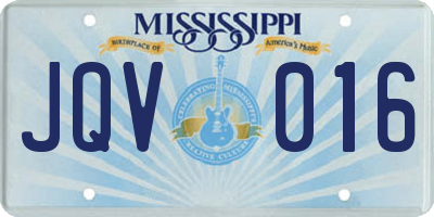 MS license plate JQV016