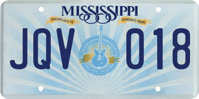 MS license plate JQV018