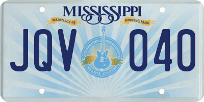 MS license plate JQV040