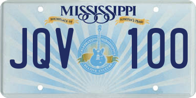 MS license plate JQV100