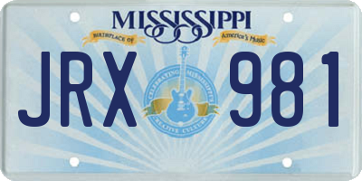 MS license plate JRX981