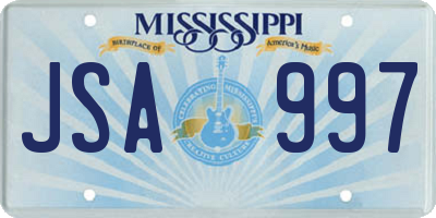 MS license plate JSA997