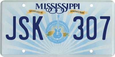 MS license plate JSK307