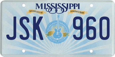 MS license plate JSK960