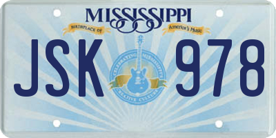 MS license plate JSK978